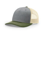 Richardson Five-Panel Trucker 112FP Heather Grey/ Birch/ Army Olive