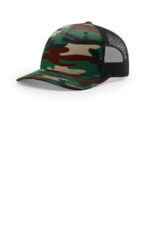 Richardson Printed Five-Panel Trucker 112PFP Green Camo/ Black