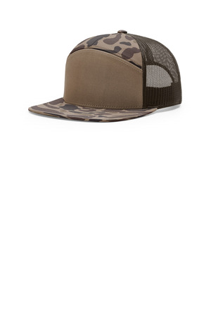 168P - Bark Duck Camo/ Brown Richardson Printed 7-Panel Trucker 168P Bark Duck Camo/ Brown