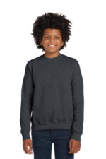 Gildan Youth Heavy Blend Crewneck Sweatshirt. 18000B Dark Heather