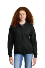 Gildan Youth Heavy Blend Full-Zip Hooded Sweatshirt. 18600B Black