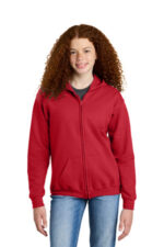 Gildan Youth Heavy Blend Full-Zip Hooded Sweatshirt. 18600B Red
