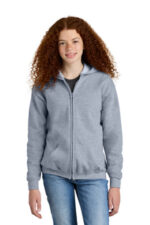 Gildan Youth Heavy Blend Full-Zip Hooded Sweatshirt. 18600B Sport Grey
