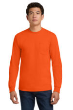 Gildan - Ultra Cotton 100% US Cotton Long Sleeve T-Shirt with Pocket. 2410 S. Orange