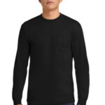 Gildan - Ultra Cotton 100% US Cotton Long Sleeve T-Shirt with Pocket. 2410 Black