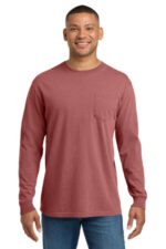 COMFORT COLORS Heavyweight Ring Spun Long Sleeve Pocket Tee. 4410 Crimson