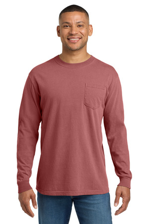 COMFORT COLORS Heavyweight Ring Spun Long Sleeve Pocket Tee. 4410 Crimson