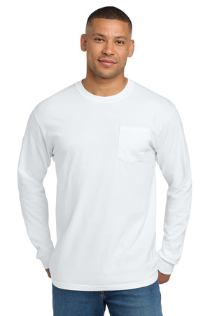 COMFORT COLORS Heavyweight Ring Spun Long Sleeve Pocket Tee. 4410 White