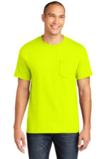 Gildan Heavy Cotton 100% Cotton Pocket T-Shirt. 5300 Safety Green