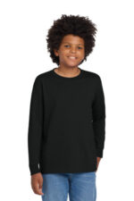 Gildan Youth Heavy Cotton 100% Cotton Long Sleeve T-Shirt. 5400B Black