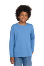 Gildan Youth Heavy Cotton 100% Cotton Long Sleeve T-Shirt. 5400B Carolina Blue