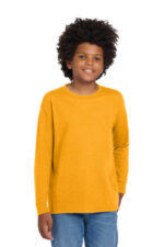 Gildan Youth Heavy Cotton 100% Cotton Long Sleeve T-Shirt. 5400B Gold
