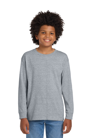 Gildan Youth Heavy Cotton 100% Cotton Long Sleeve T-Shirt. 5400B Sport Grey