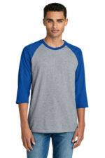 Gildan Heavy Cotton 3/4-Sleeve Raglan T-Shirt. 5700 Sport Grey Trim Royal