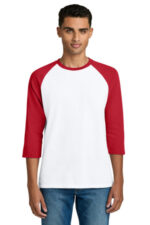 Gildan Heavy Cotton 3/4-Sleeve Raglan T-Shirt. 5700 White/ Red