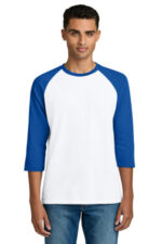 Gildan Heavy Cotton 3/4-Sleeve Raglan T-Shirt. 5700 White/ Royal