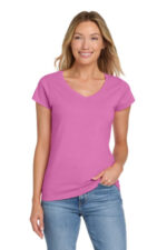 Gildan Softstyle Women's Fit V-Neck T-Shirt. 64V00L Azalea
