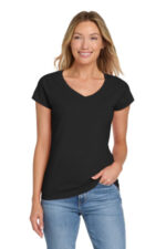 Gildan Softstyle Women's Fit V-Neck T-Shirt. 64V00L Black