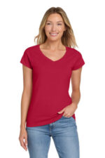 Gildan Softstyle Women's Fit V-Neck T-Shirt. 64V00L Cherry Red