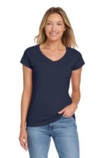 Gildan Softstyle Women's Fit V-Neck T-Shirt. 64V00L Navy