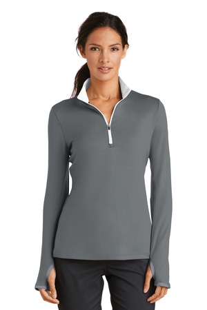Nike Women's Dri-FIT Stretch 1/2-Zip Cover-Up. 779796 Dark Grey/ White