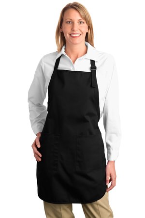 Port Authority Full-Length Apron with Pockets. A500 Black