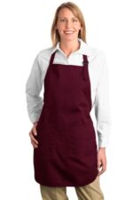 Port Authority Full-Length Apron with Pockets. A500 Maroon