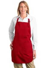 Port Authority Full-Length Apron with Pockets. A500 Red