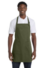 Port Authority Full-Length Apron with Pockets. A500 Olive Drab Green