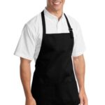 Port Authority Medium-Length Apron with Pouch Pockets. A510 Black