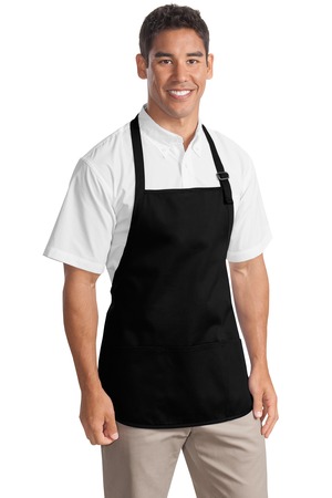 Port Authority Medium-Length Apron with Pouch Pockets. A510 Black