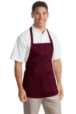 Port Authority Medium-Length Apron with Pouch Pockets. A510 Maroon