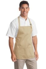 Port Authority Medium-Length Apron with Pouch Pockets. A510 Stone