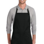 Port Authority Full-Length Two-Pocket Bib Apron. A600 Black