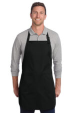 Port Authority Full-Length Two-Pocket Bib Apron. A600 Black