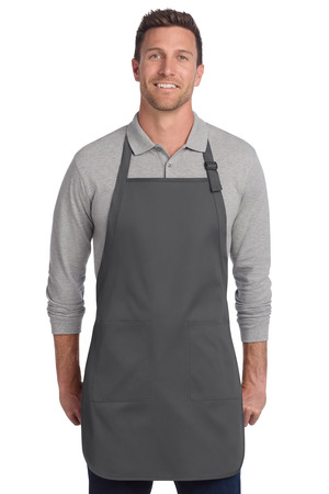Port Authority Full-Length Two-Pocket Bib Apron. A600 Charcoal