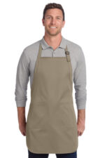 Port Authority Full-Length Two-Pocket Bib Apron. A600 Khaki