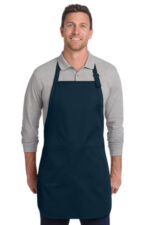 Port Authority Full-Length Two-Pocket Bib Apron. A600 Navy