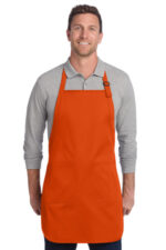 Port Authority Full-Length Two-Pocket Bib Apron. A600 Orange