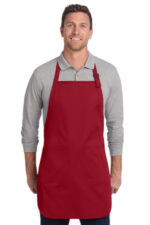 Port Authority Full-Length Two-Pocket Bib Apron. A600 Red