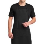Port Authority Easy Care Extra Long Bib Apron with Stain Release. A700 Black