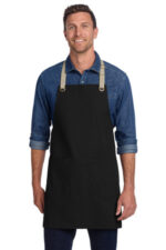 Port Authority Canvas Full-Length Two-Pocket Apron A815 Black/ Stone