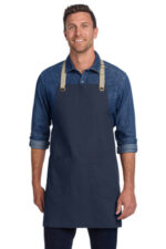 Port Authority Canvas Full-Length Two-Pocket Apron A815 River Blue Navy/ Stone