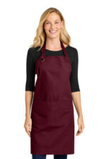 Port Authority Signature Heavy Twill Bib Apron A900 Burgundy