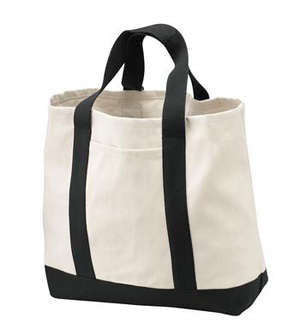 Port Authority - Ideal Twill Two-Tone Shopping Tote. B400 Natural/ Black