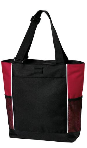 Port Authority Panel Tote. B5160 Black/ Red