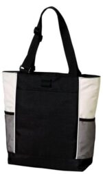 Port Authority Panel Tote. B5160 Black/ Stone