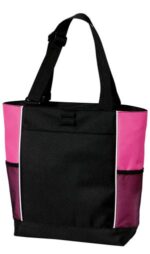 Port Authority Panel Tote. B5160 Black/ Tropical Pink
