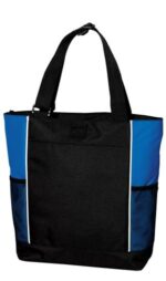 Port Authority Panel Tote. B5160 Black/ Royal