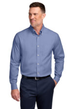 Brooks Brothers Wrinkle-Free Stretch Pinpoint Shirt BB18000 Cobalt Blue